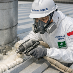 Detail perlindungan sambungan dan penetrasi atap dengan busa PU