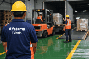 epoxy lantai area loading dock untuk aktivitas bongkar muat