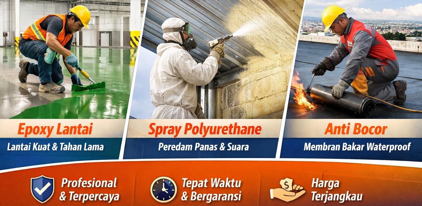 Jasa Epoxy Lantai, anti boco dan spray pu Alfatam