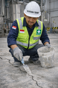 perbaikan retak halus untuk hasil finishing lantai lebih rapi